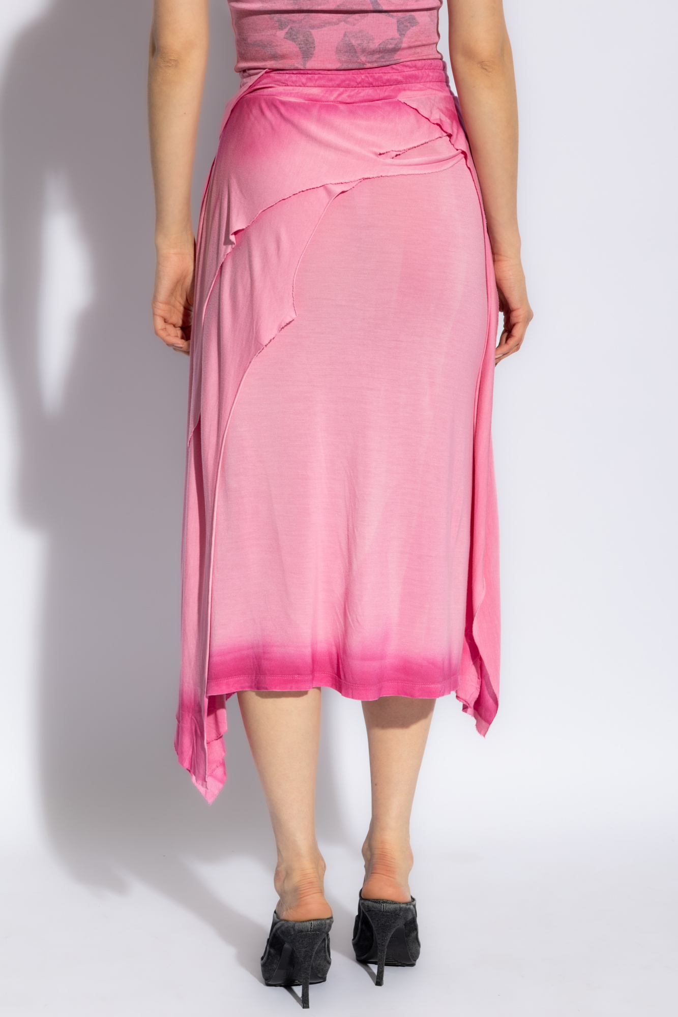 ★DIESEL★ O Mirti Skirt Light Pink A130610WGAL3CIA Women's Layered skirt with lyrics print | Pink | Diesel